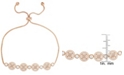 Macy's Morganite Cubic Zirconia Round Halo Adjustable Bolo Bracelet in Fine Rose Gold Plate